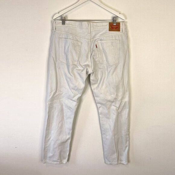 CLEARANCE - Levi's 501 CT White Mid Rise Distressed Button Fly Jeans - Picture 3 of 7
